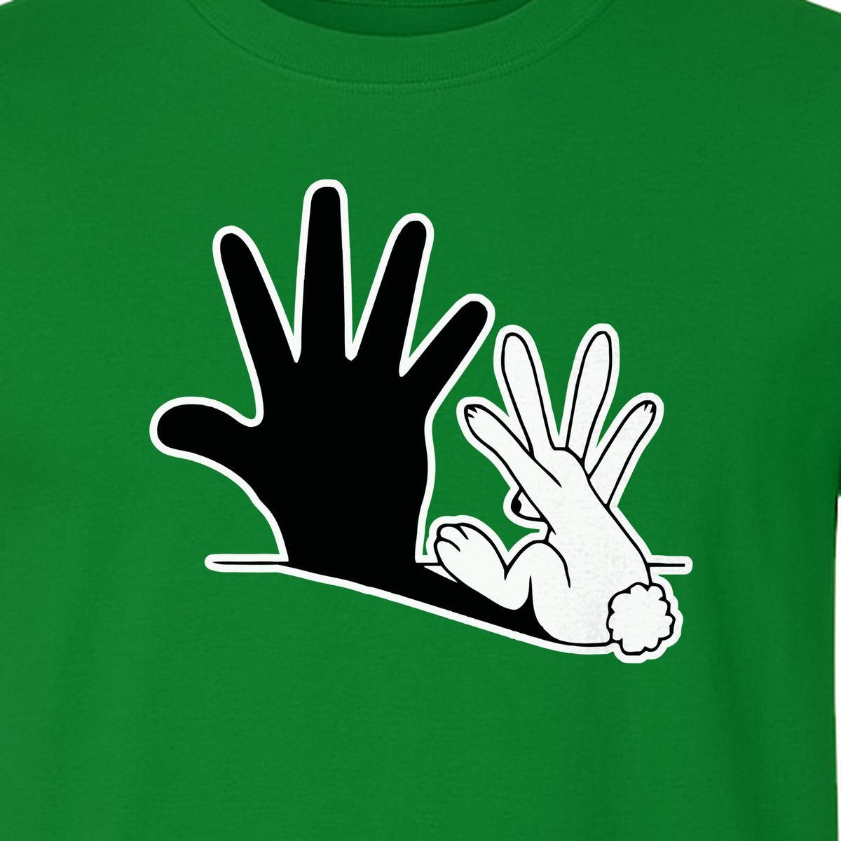 Rabbit Shadow T-Shirt, Hand Gesture Bunny Silhouette Graphic for Animal Lovers, Easter and Birthday Gifts