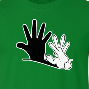 Rabbit Shadow T-Shirt, Hand Gesture Bunny Silhouette Graphic for Animal Lovers, Easter and Birthday Gifts