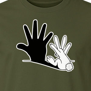 Rabbit Shadow T-Shirt, Hand Gesture Bunny Silhouette Graphic for Animal Lovers, Easter and Birthday Gifts