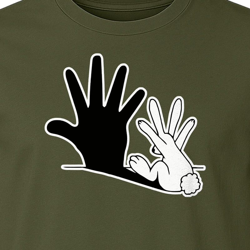 Rabbit Shadow T-Shirt, Hand Gesture Bunny Silhouette Graphic for Animal Lovers, Easter and Birthday Gifts