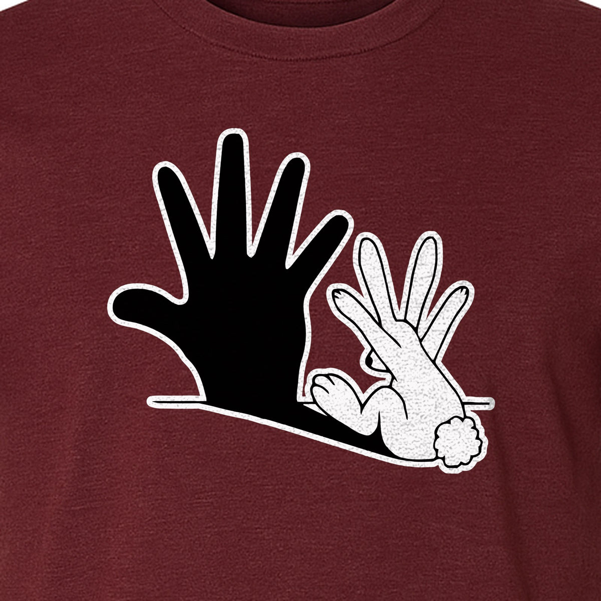 Rabbit Shadow T-Shirt, Hand Gesture Bunny Silhouette Graphic for Animal Lovers, Easter and Birthday Gifts