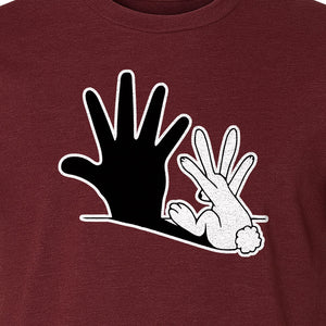 Rabbit Shadow T-Shirt, Hand Gesture Bunny Silhouette Graphic for Animal Lovers, Easter and Birthday Gifts