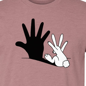 Rabbit Shadow T-Shirt, Hand Gesture Bunny Silhouette Graphic for Animal Lovers, Easter and Birthday Gifts