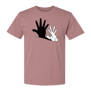 Rabbit Shadow T-Shirt, Hand Gesture Bunny Silhouette Graphic for Animal Lovers, Easter and Birthday Gifts