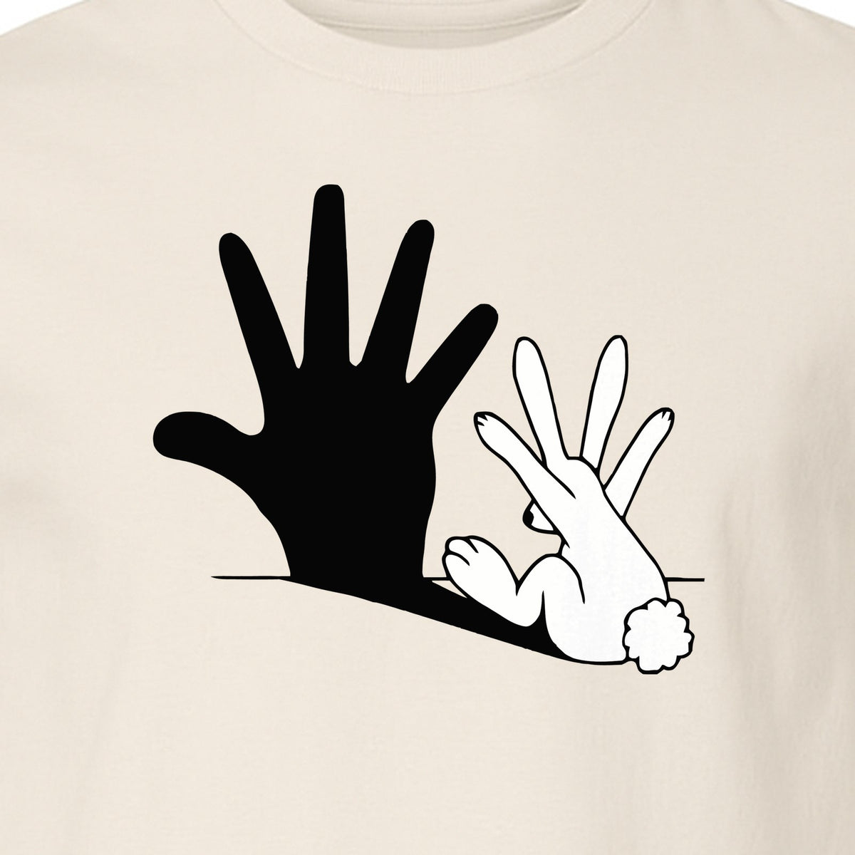 Rabbit Shadow T-Shirt, Hand Gesture Bunny Silhouette Graphic for Animal Lovers, Easter and Birthday Gifts