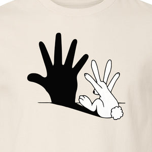 Rabbit Shadow T-Shirt, Hand Gesture Bunny Silhouette Graphic for Animal Lovers, Easter and Birthday Gifts