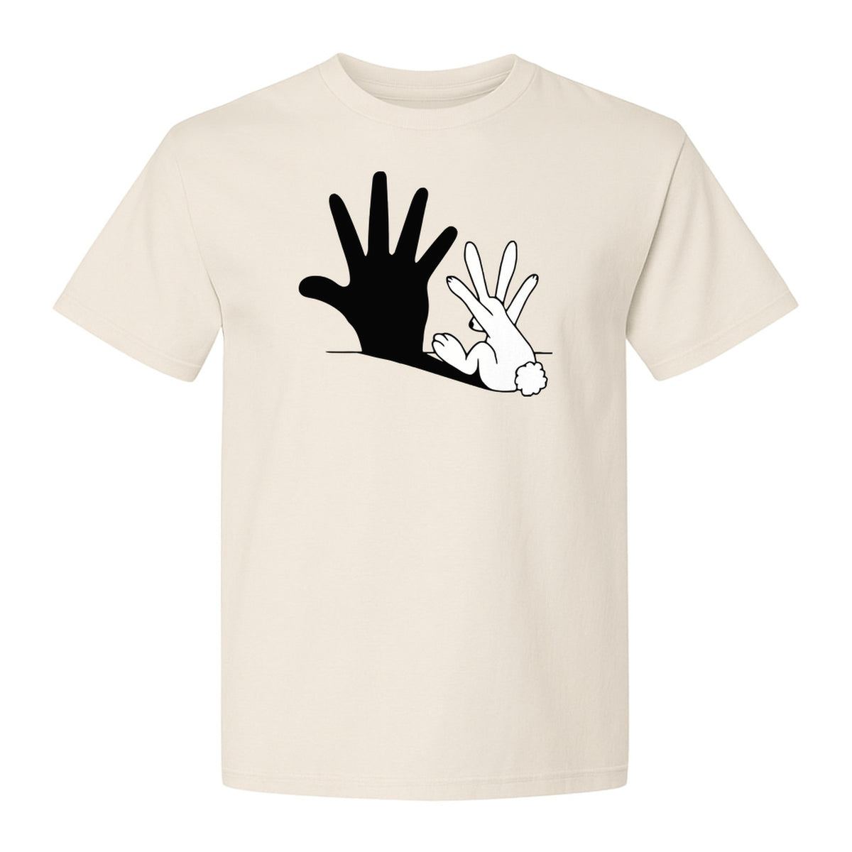 Rabbit Shadow T-Shirt, Hand Gesture Bunny Silhouette Graphic for Animal Lovers, Easter and Birthday Gifts