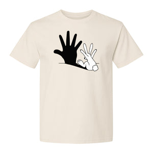 Rabbit Shadow T-Shirt, Hand Gesture Bunny Silhouette Graphic for Animal Lovers, Easter and Birthday Gifts
