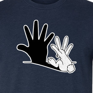 Rabbit Shadow T-Shirt, Hand Gesture Bunny Silhouette Graphic for Animal Lovers, Easter and Birthday Gifts