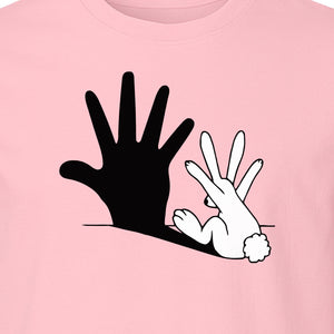 Rabbit Shadow T-Shirt, Hand Gesture Bunny Silhouette Graphic for Animal Lovers, Easter and Birthday Gifts