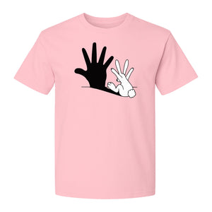 Rabbit Shadow T-Shirt, Hand Gesture Bunny Silhouette Graphic for Animal Lovers, Easter and Birthday Gifts