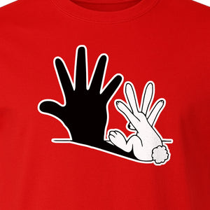 Rabbit Shadow T-Shirt, Hand Gesture Bunny Silhouette Graphic for Animal Lovers, Easter and Birthday Gifts