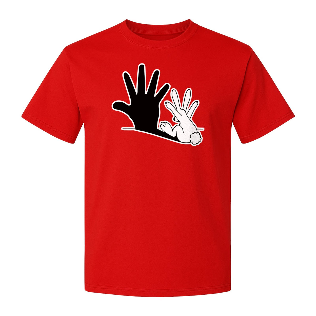Rabbit Shadow T-Shirt, Hand Gesture Bunny Silhouette Graphic for Animal Lovers, Easter and Birthday Gifts
