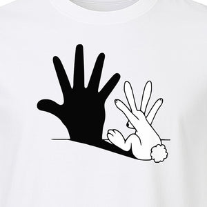 Rabbit Shadow T-Shirt, Hand Gesture Bunny Silhouette Graphic for Animal Lovers, Easter and Birthday Gifts