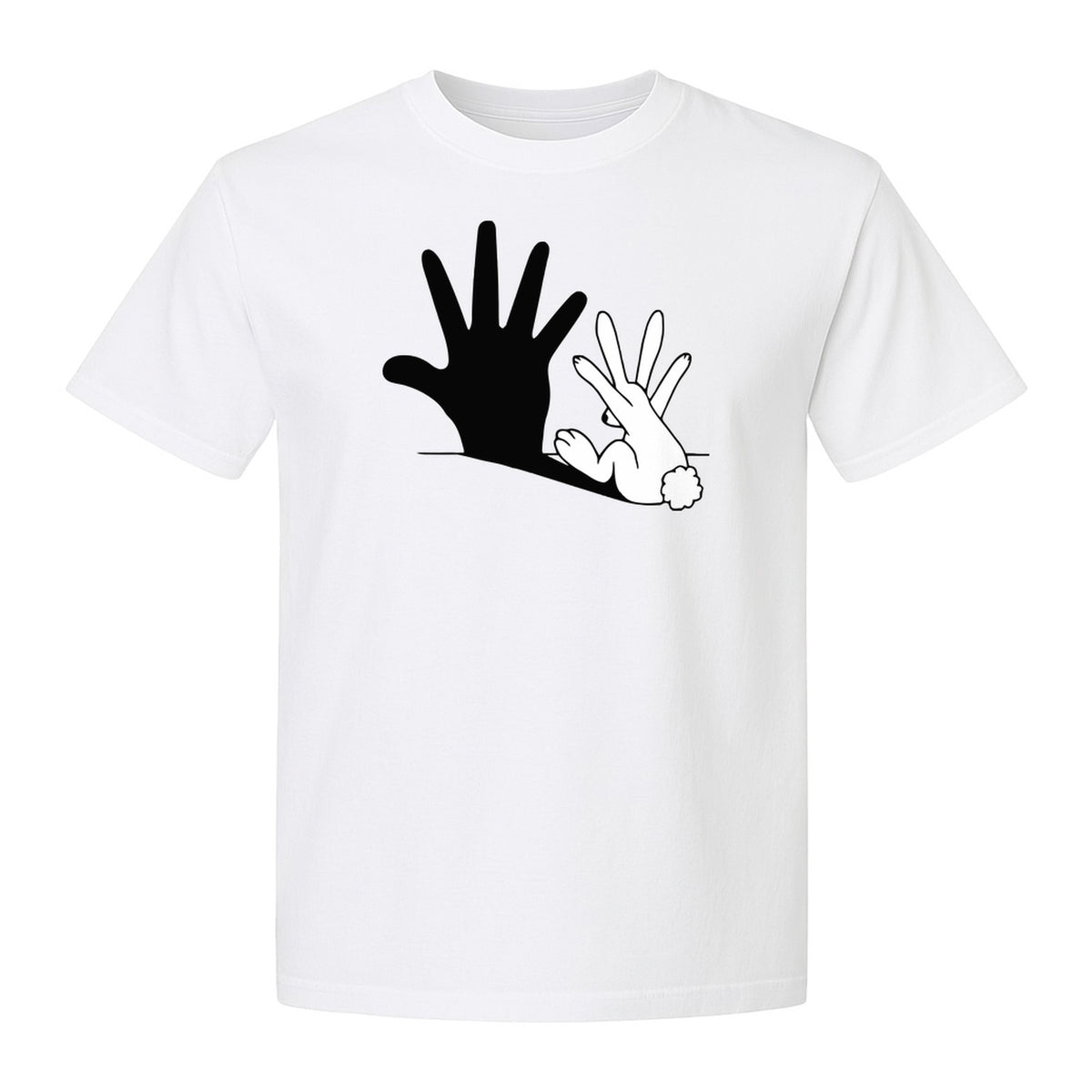 Rabbit Shadow T-Shirt, Hand Gesture Bunny Silhouette Graphic for Animal Lovers, Easter and Birthday Gifts
