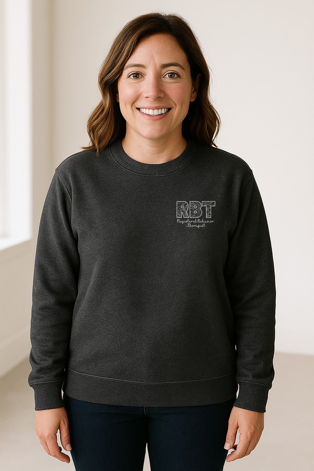 RBT Sweatshirt, Registered Behavior Therapist Pocket Design Crewneck for Therapy Professionals