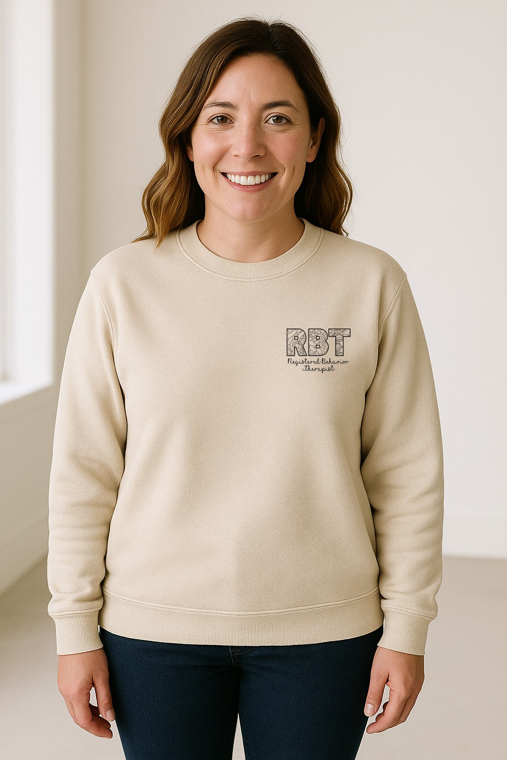 RBT Sweatshirt, Registered Behavior Therapist Pocket Design Crewneck for Therapy Professionals