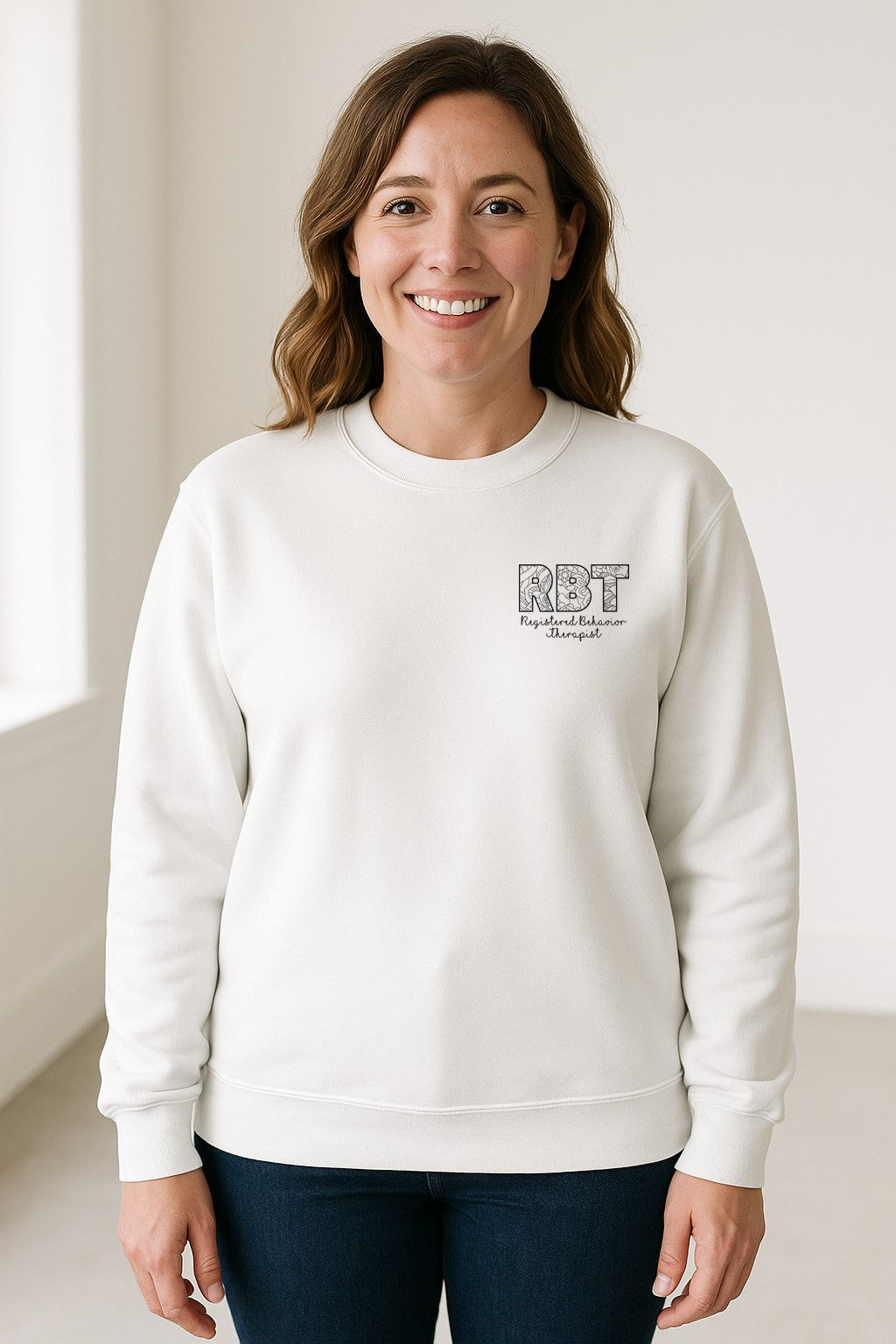 RBT Sweatshirt, Registered Behavior Therapist Pocket Design Crewneck for Therapy Professionals