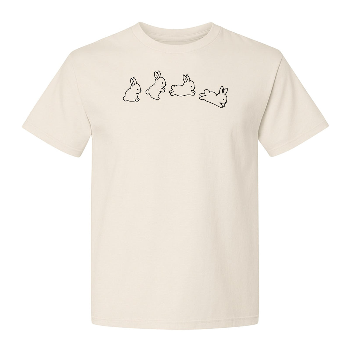Bunny T-Shirt, Four Rabbit Outline Poses for Easter Egg Hunts and Spring Celebrations
