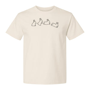 Bunny T-Shirt, Four Rabbit Outline Poses for Easter Egg Hunts and Spring Celebrations