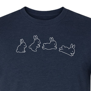 Bunny T-Shirt, Four Rabbit Outline Poses for Easter Egg Hunts and Spring Celebrations