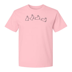 Bunny T-Shirt, Four Rabbit Outline Poses for Easter Egg Hunts and Spring Celebrations