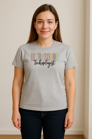 Ultrasound Technologist T-Shirt, Retro Lettering Tee for Sonographers and Medical Staff