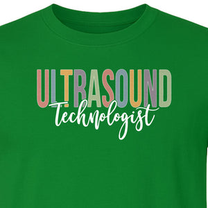 Ultrasound Technologist T-Shirt, Retro Lettering Tee for Sonographers and Medical Staff