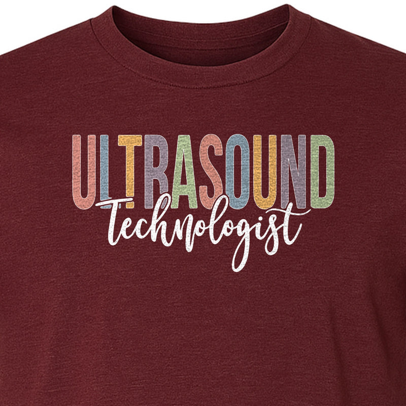 Ultrasound Technologist T-Shirt, Retro Lettering Tee for Sonographers and Medical Staff