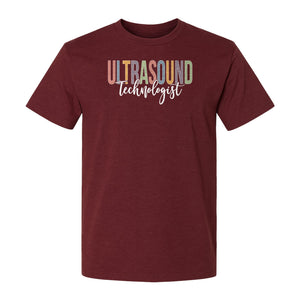 Ultrasound Technologist T-Shirt, Retro Lettering Tee for Sonographers and Medical Staff