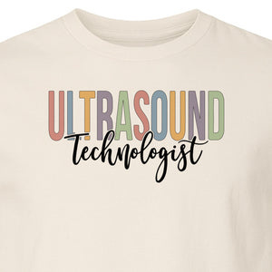 Ultrasound Technologist T-Shirt, Retro Lettering Tee for Sonographers and Medical Staff