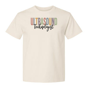 Ultrasound Technologist T-Shirt, Retro Lettering Tee for Sonographers and Medical Staff