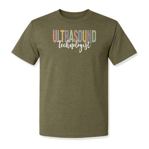 Ultrasound Technologist T-Shirt, Retro Lettering Tee for Sonographers and Medical Staff