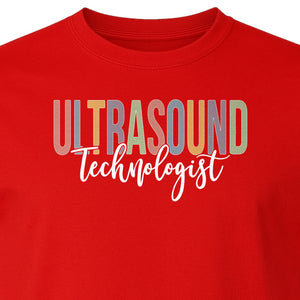 Ultrasound Technologist T-Shirt, Retro Lettering Tee for Sonographers and Medical Staff