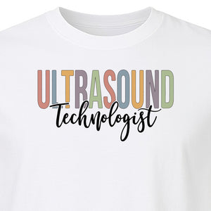 Ultrasound Technologist T-Shirt, Retro Lettering Tee for Sonographers and Medical Staff