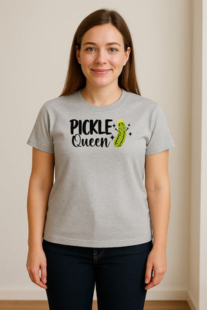 Pickle Queen T-Shirt, Funny Crowned Dill Graphic Tee for Food Lovers and Snack Fans