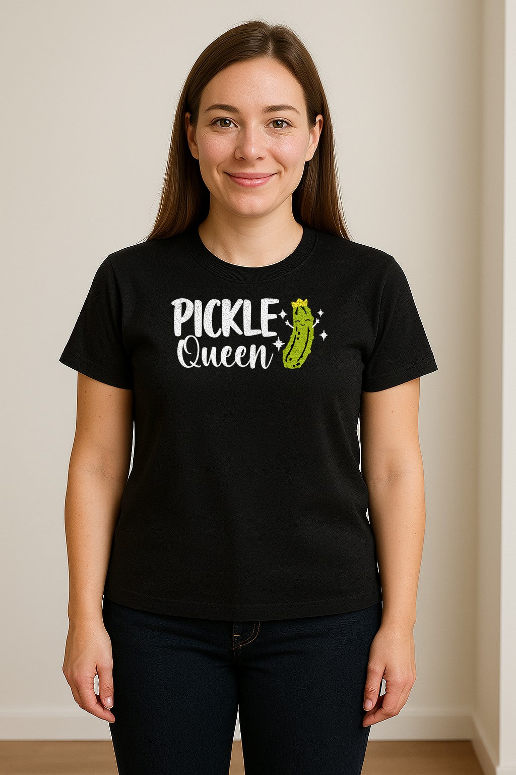 Pickle Queen T-Shirt, Funny Crowned Dill Graphic Tee for Food Lovers and Snack Fans