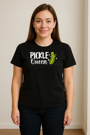 Pickle Queen T-Shirt, Funny Crowned Dill Graphic Tee for Food Lovers and Snack Fans