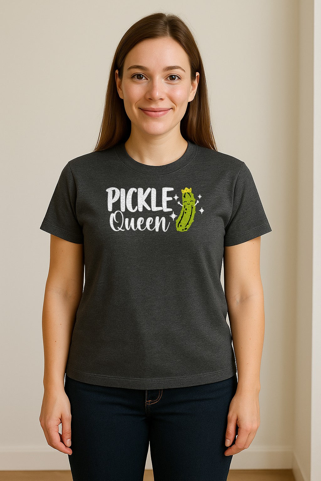 Pickle Queen T-Shirt, Funny Crowned Dill Graphic Tee for Food Lovers and Snack Fans