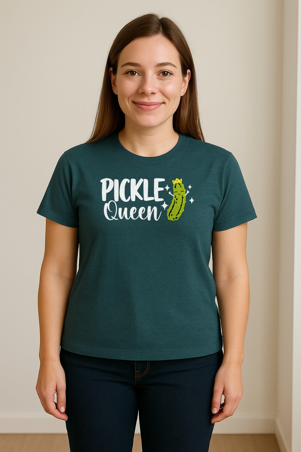 Pickle Queen T-Shirt, Funny Crowned Dill Graphic Tee for Food Lovers and Snack Fans