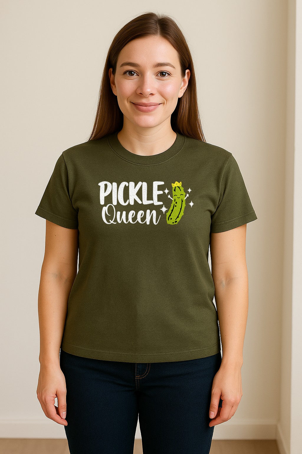 Pickle Queen T-Shirt, Funny Crowned Dill Graphic Tee for Food Lovers and Snack Fans