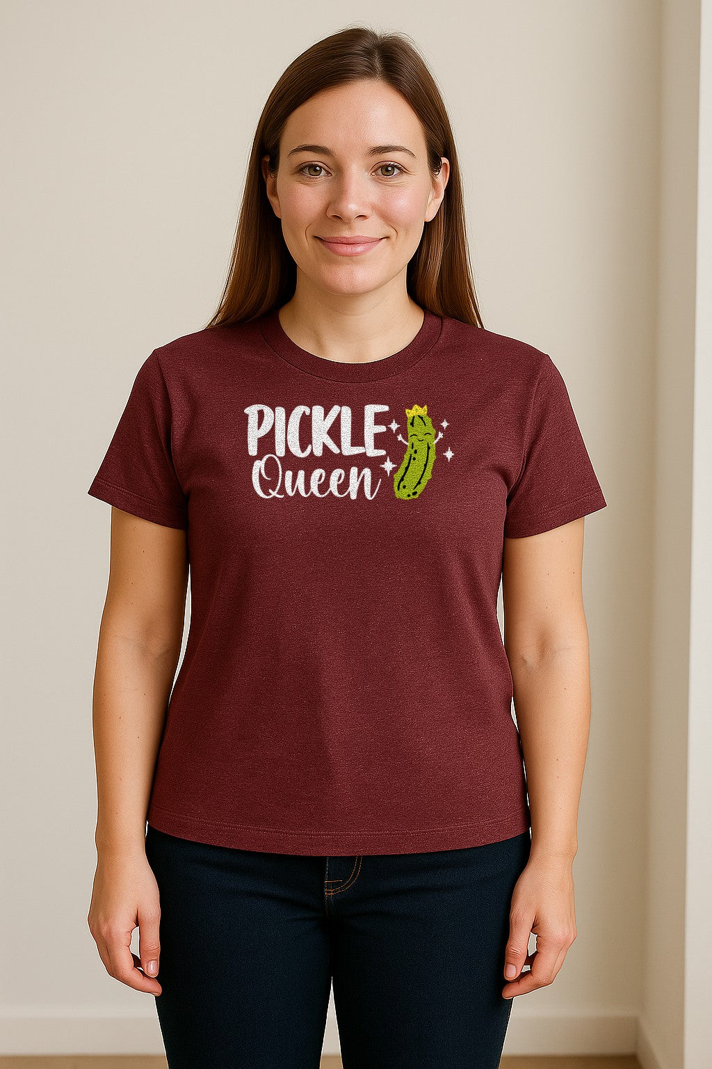 Pickle Queen T-Shirt, Funny Crowned Dill Graphic Tee for Food Lovers and Snack Fans