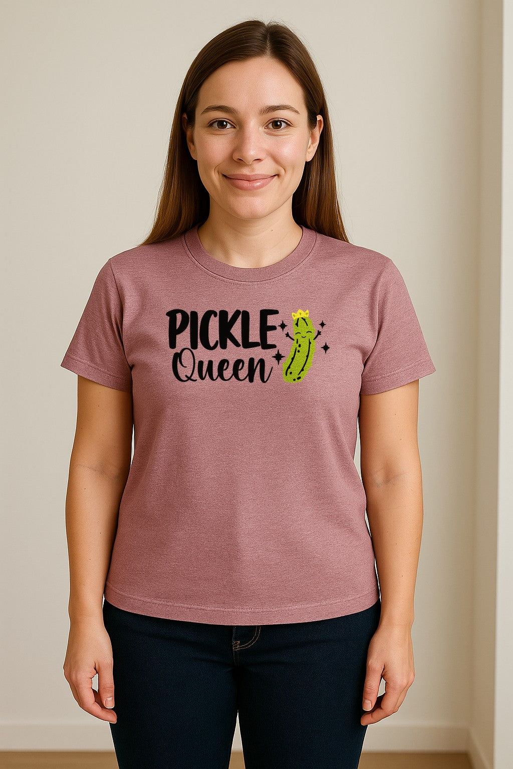 Pickle Queen T-Shirt, Funny Crowned Dill Graphic Tee for Food Lovers and Snack Fans