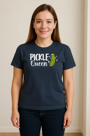 Pickle Queen T-Shirt, Funny Crowned Dill Graphic Tee for Food Lovers and Snack Fans