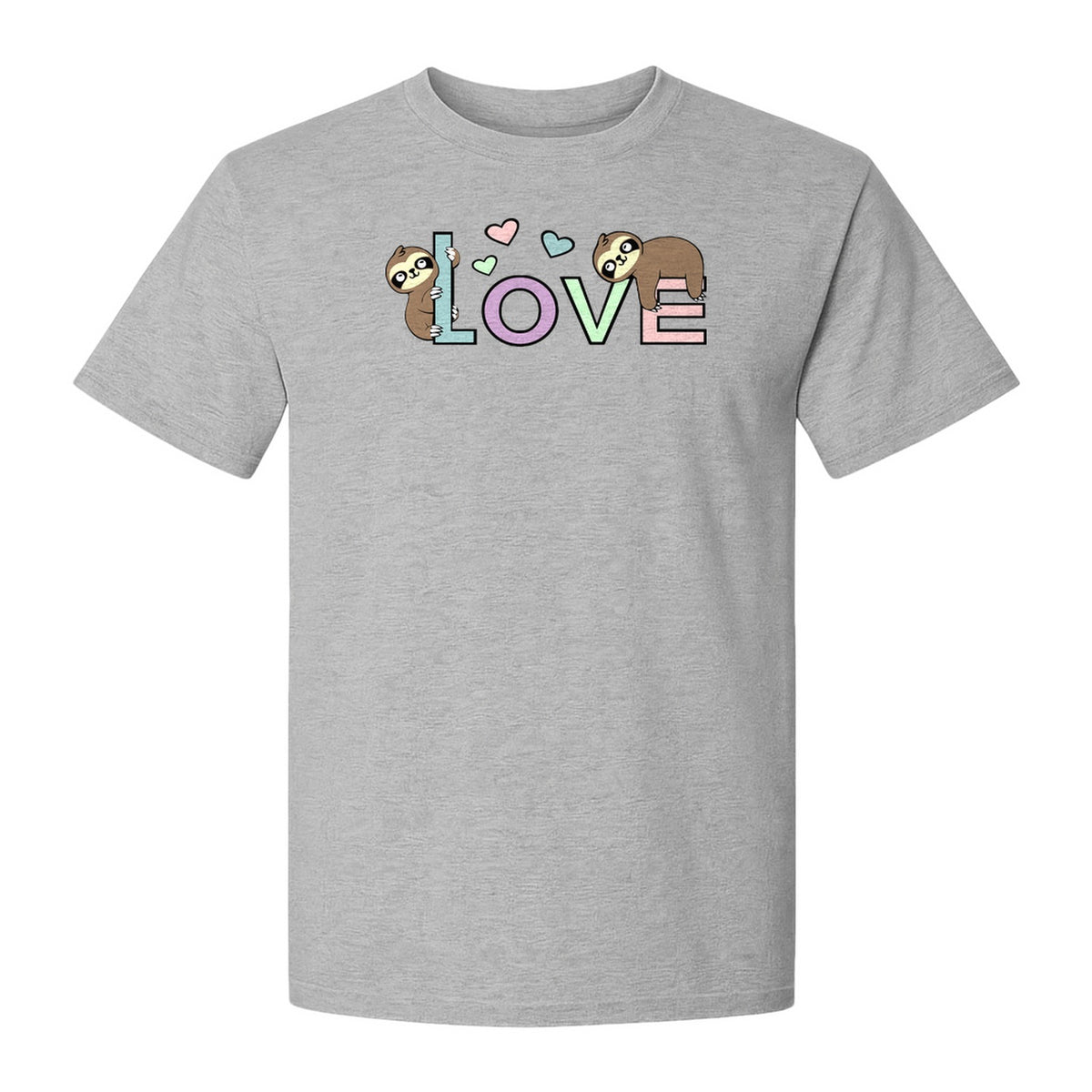 Sloth Love T-Shirt, Cute Heart Graphic for Animal Lovers and Valentine's Day Gifts