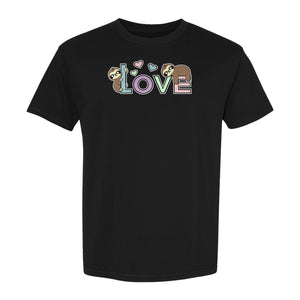 Sloth Love T-Shirt, Cute Heart Graphic for Animal Lovers and Valentine's Day Gifts