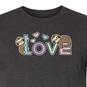 Sloth Love T-Shirt, Cute Heart Graphic for Animal Lovers and Valentine's Day Gifts
