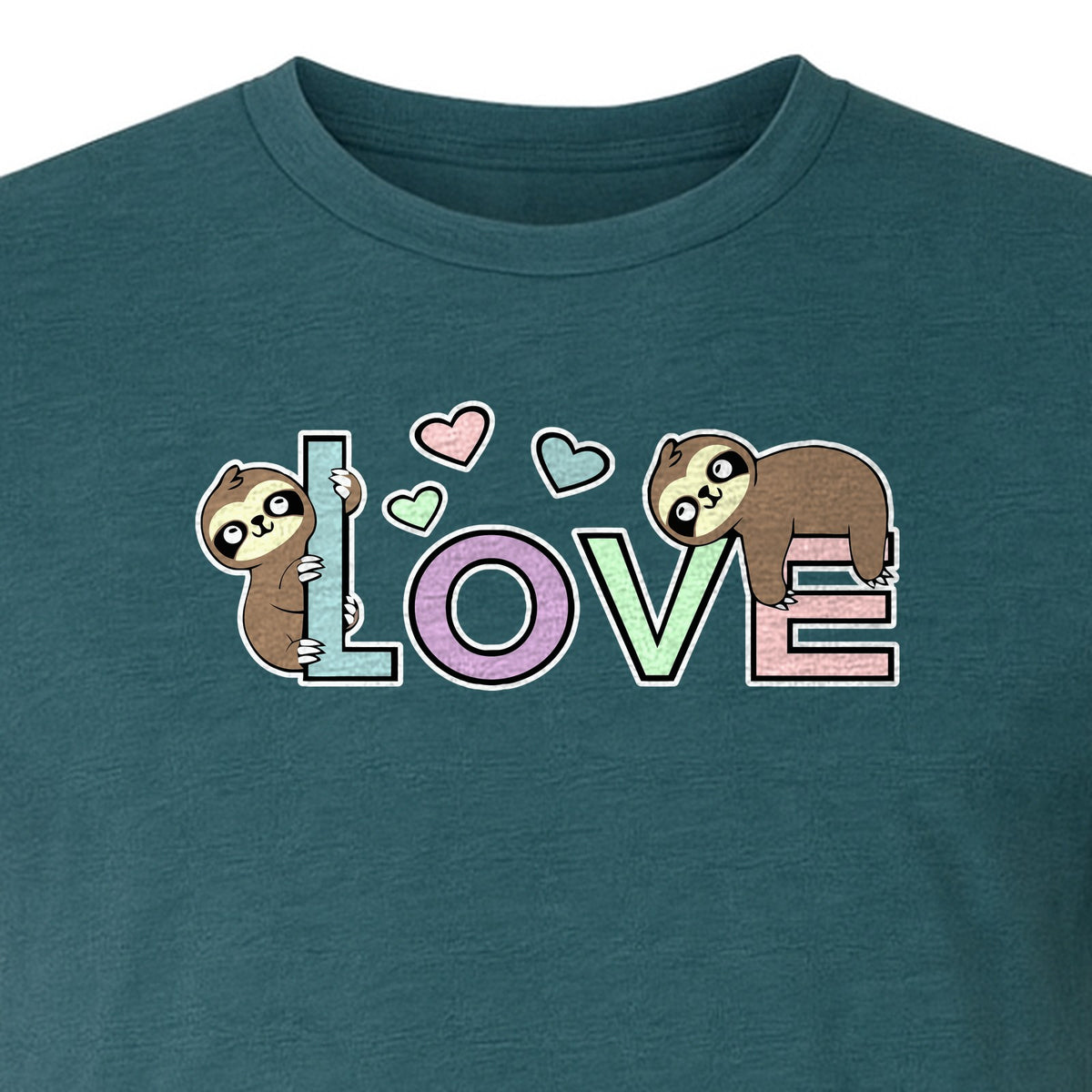 Sloth Love T-Shirt, Cute Heart Graphic for Animal Lovers and Valentine's Day Gifts