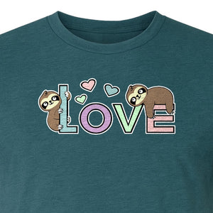 Sloth Love T-Shirt, Cute Heart Graphic for Animal Lovers and Valentine's Day Gifts