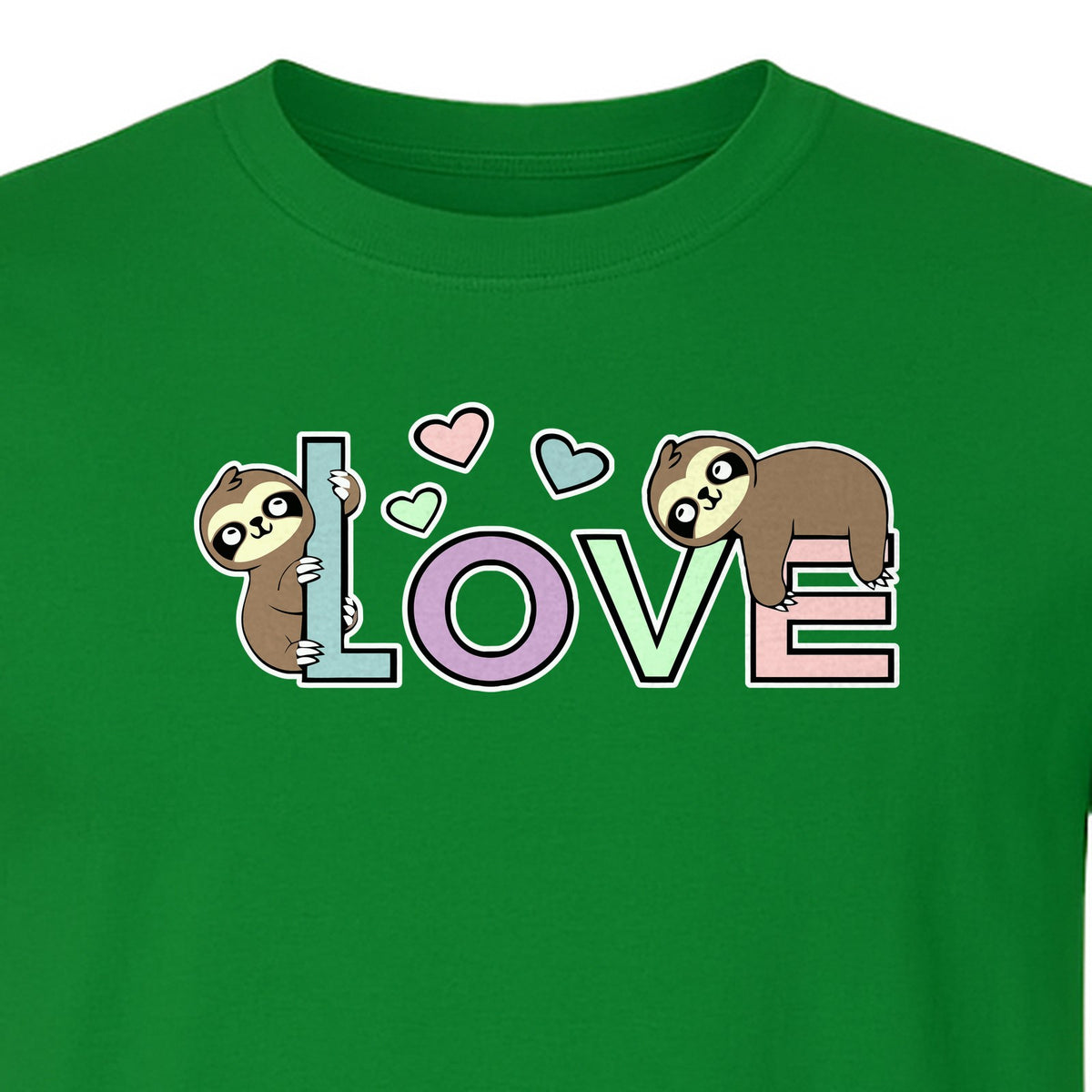 Sloth Love T-Shirt, Cute Heart Graphic for Animal Lovers and Valentine's Day Gifts